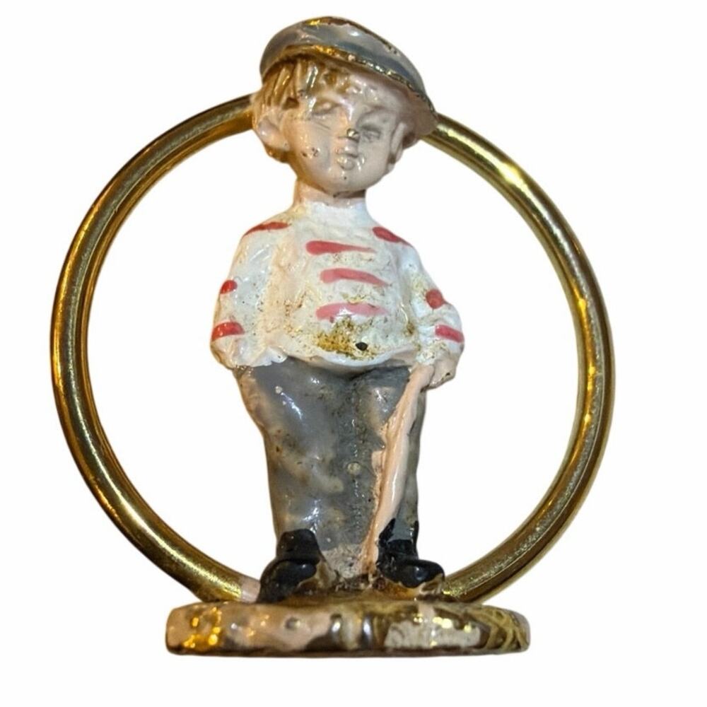 Vintage Fran Mar (unmarked) Moppets brooch boy with a cap 1970’s